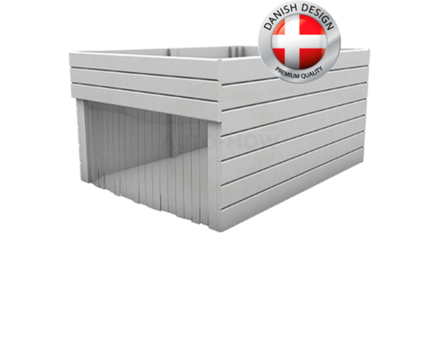 Caseta Robot cortac�sped jardinera blanca